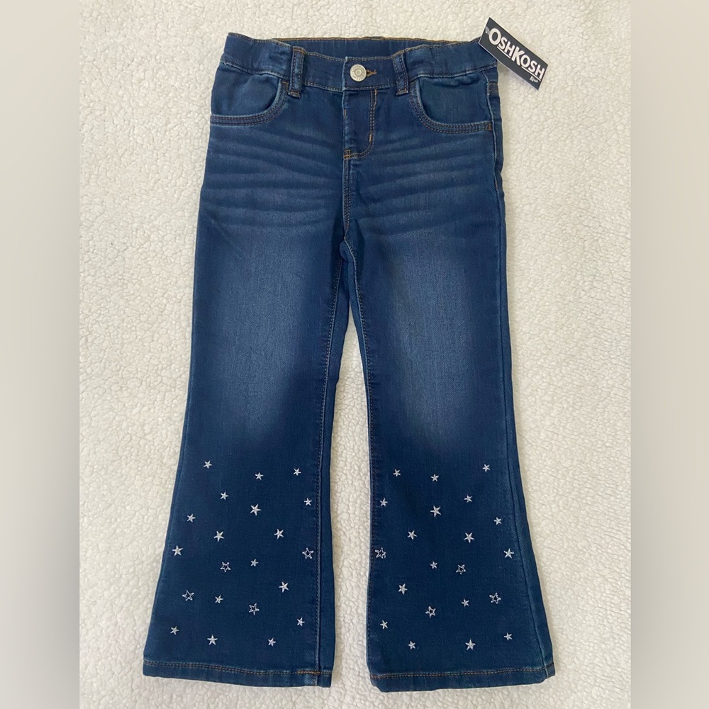 NWT Oshkosh Toddler Girl Star Denim Flare Jeans 5T